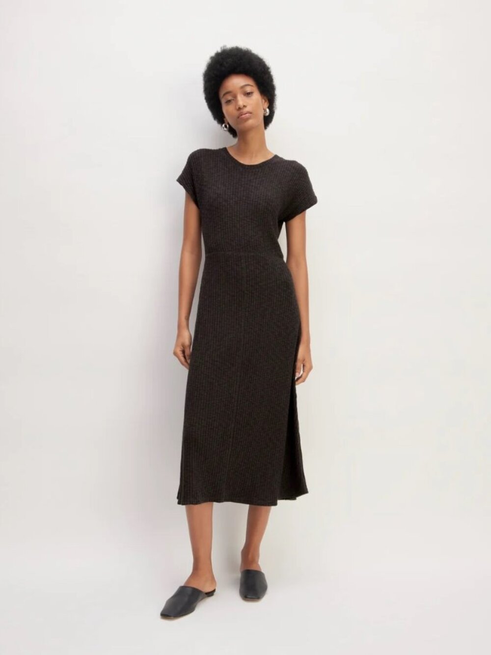 Everlane rib knit cap sleeve midi dress NWT